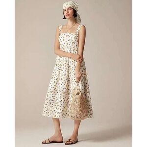 J.Crew Squareneck midi‎ dress in budding rose print Size 2